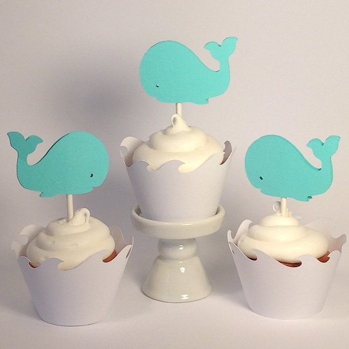 Piece of Cake Parties Birthday and Baby Shower Cupcake Wrappers, Whale of a Party, Stormy Sea Cupcake Wrappers.Set...