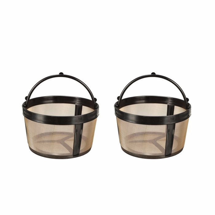 KINGSO Basket-Style Gold Permanent Coffee Filter for 4 Cups Pack of 2 N3