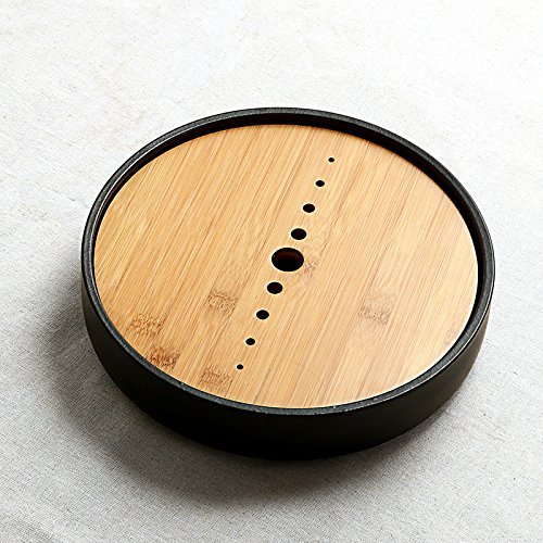 CCWY Water storage at home daily tea round Fang Gan tray Kung Fu bamboo ceramic tea set four small trays,Stoneware... N8