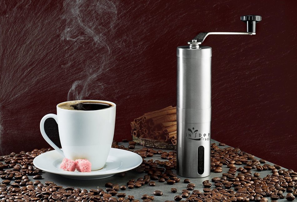 Manual Coffee Grinder, Premium Stainless Steel, Acrylic Glass, Ceramic Burr Grinder, Durable Coffee & Spice Mill... N5
