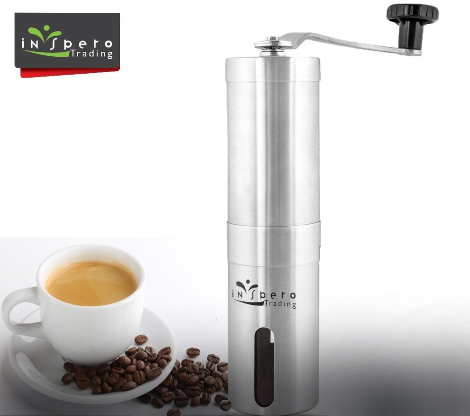Manual Coffee Grinder, Premium Stainless Steel, Acrylic Glass, Ceramic Burr Grinder, Durable Coffee & Spice Mill... N7