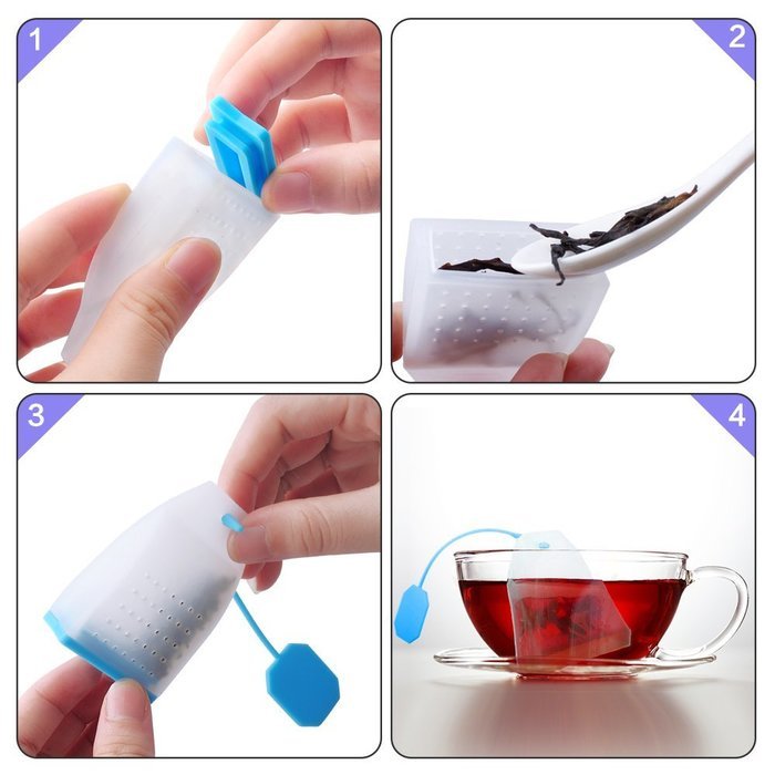 Silicone Tea Bags, Ououdee 5-Pack Reusable Loose Leaf Tea Infuser Strainer for Tea Cups, Mugs and Teapots-BPA... N6