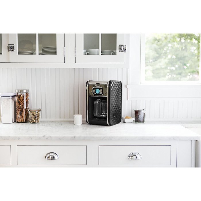 BELLA 13726 Diamonds Collection 12-Cup Programmable Coffee Maker, White N3
