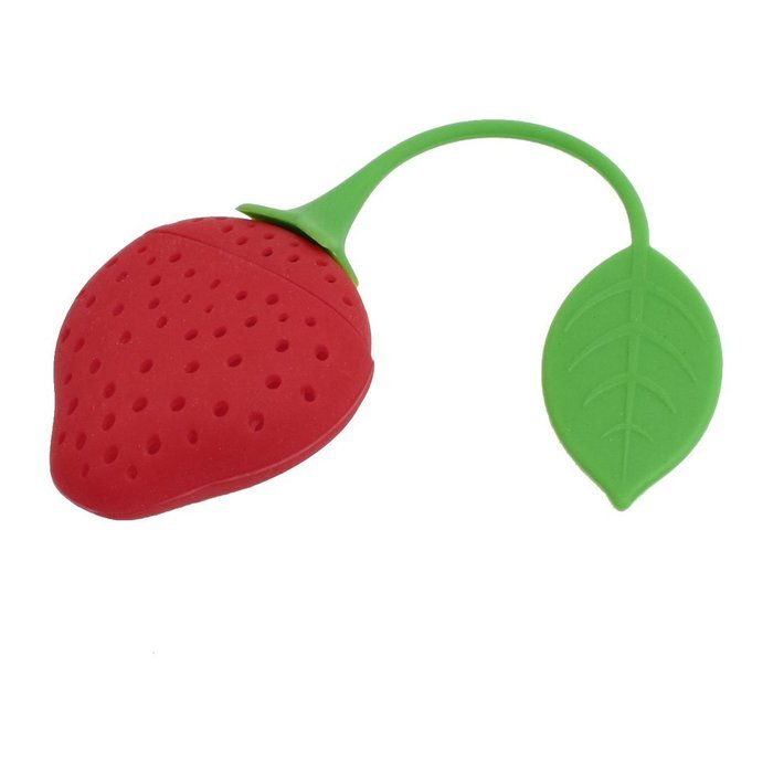 uxcell&reg; Home Office Perforated Strawberry Style Tea Filter Infuser Red Green