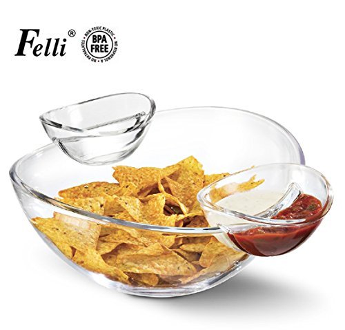 (Multi-function Servingware) Felli- Crystal clear acrylic serving bowl set. 12.5" Mixing salad bowl and 2 sauce... N3