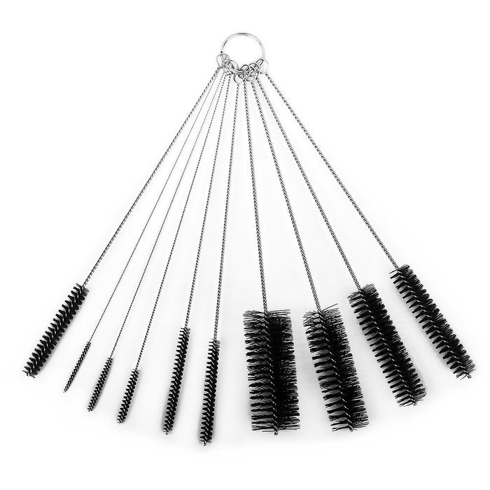8 Inch Nylon Tube Brush Cleaning Set with Wire Loop Handle ( 10 pieces ) N2