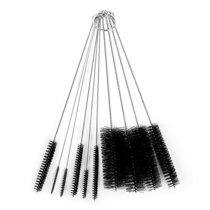 8 Inch Nylon Tube Brush Cleaning Set with Wire Loop Handle ( 10 pieces ) N3