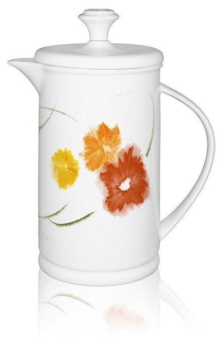 The French Press Coffee Company Porcelain & Stainless Steel Bow-handle French Press - Borders Orange N10