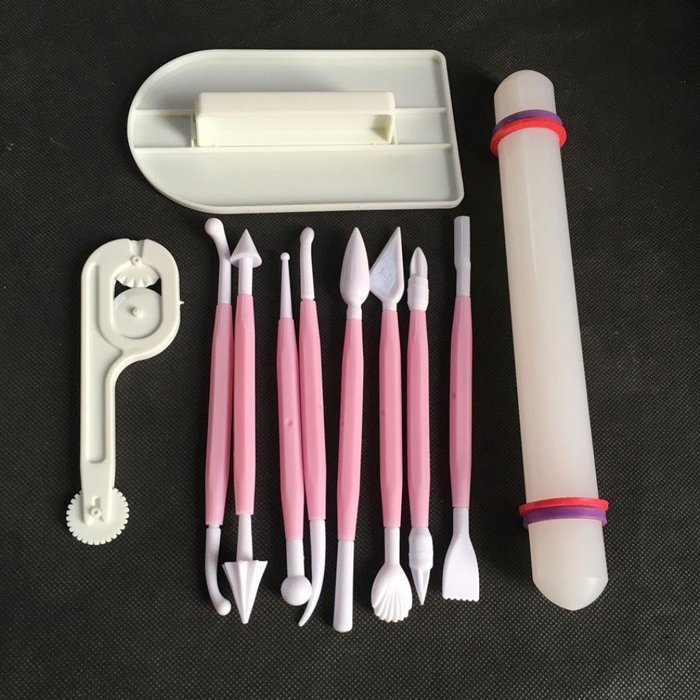 11 Pcs Sugarcraft Cake Mold Decorating Fondant Plunger Cutters Tools Mould (HotPink ) N2