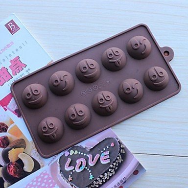 Sher 10 Hole Expressions Shape Cake Ice Jelly Chocolate Molds,Silicone 15&iexcl;&Aacute;14.5&iexcl;&Aacute;1.5 CM(6.0&iexcl;&Aacute;5.8&iexcl;&Aacute;0.6 INCH)