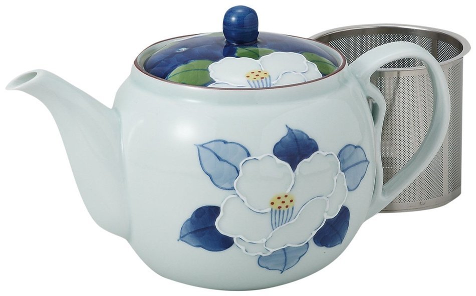 Saikai Pottery White Flower Kyusu Japanese Teapot with super stainless strainer 60183 from Japan