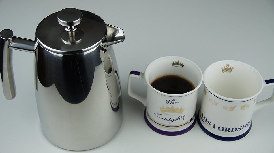 Elegant French Coffee Press Stainless Steel Insulated Double Wall with Spare Screen 8 cup 1 Liter (34oz) N7
