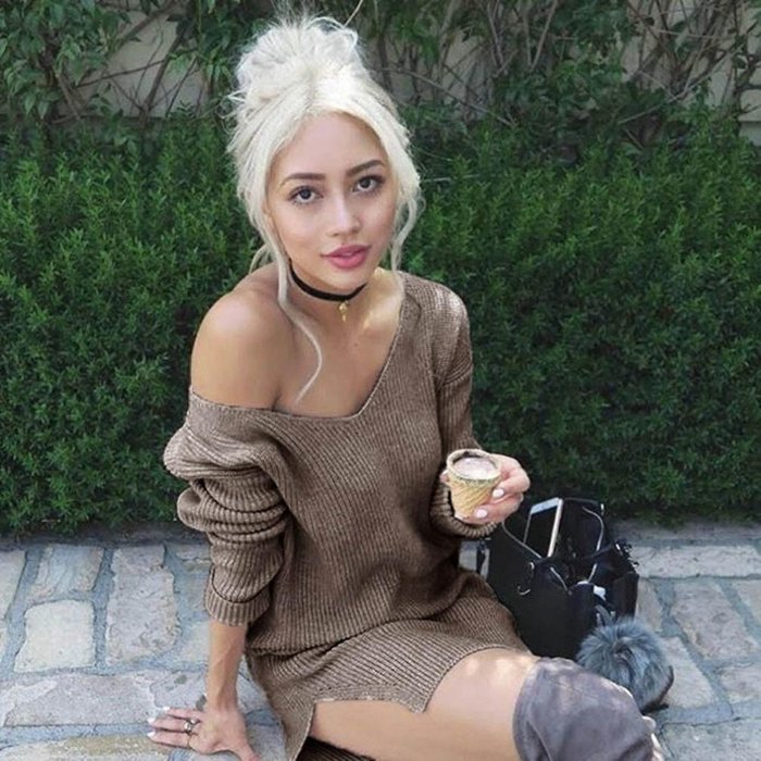 V-Neck Sweaters Dress,Morecome Womens Casual Long Sleeve Sweaters Dress (M) N6
