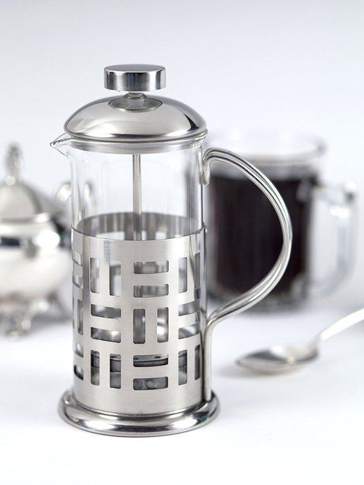 French Press Coffee Maker - Single Serve - Decorative Heat Resistant Glass &ndash; Stainless Steel Plunger N7