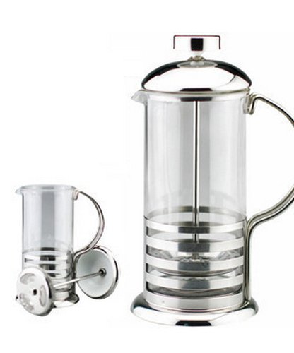 Kabalo 800ml / 8-cup Large Stainless Steel Glass Cafetiere French Filter Modern Coffee and Tea Press Plunger