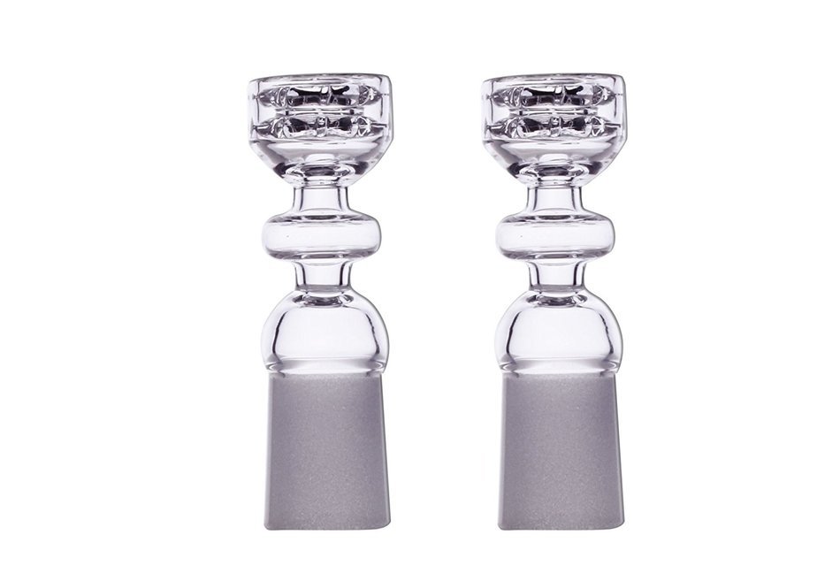 MERITOP Pure Crystal Quartz Double Stack Stacker Diamond Knot (14mm Male) N27