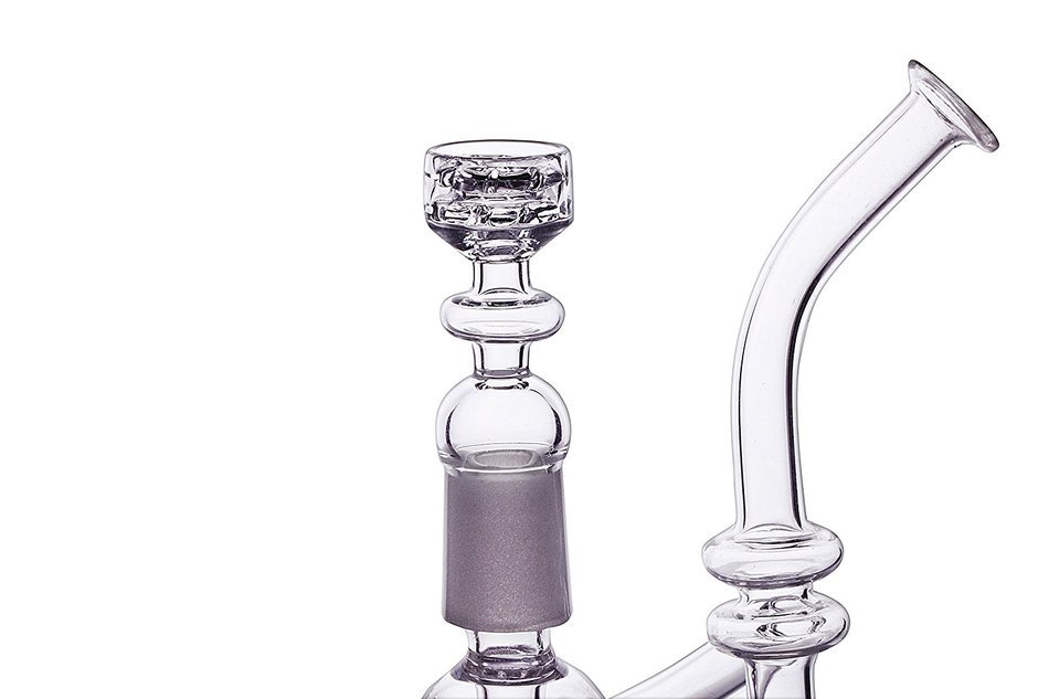 MERITOP Pure Crystal Quartz Double Stack Stacker Diamond Knot (14mm Male) N28