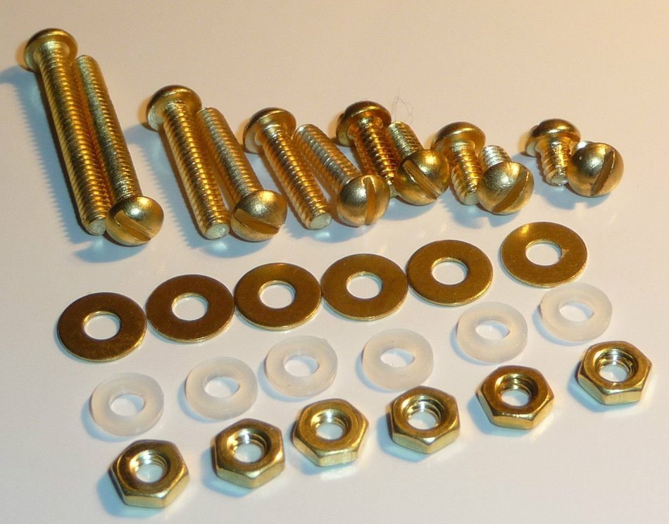 Solid BRASS/NYLON Non-Magnetic Turntable Headshell Cartridge Screw Set 30 Piece