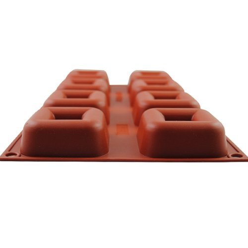 iClover Quality 8-Cavity square cake Mold Pudding Pan and Muffin Cup Liner Bakeware and Baking Pan-Vermeil