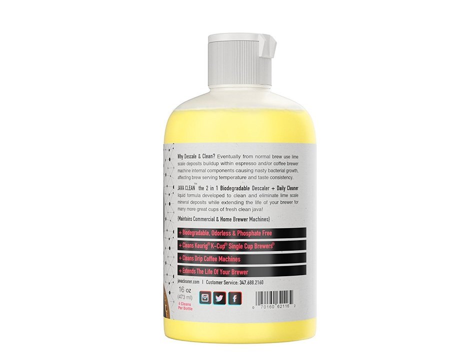 JAVA CLEAN - 16oz - Coffee Descaler (4 cleans per bottle) Coffee Machine Cleaner, Best Value Biodegradable Descaler... N2
