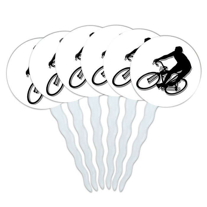 Set of 6 Cupcake Picks Toppers Decoration Sports and Hobbies - Bowling Ball N47