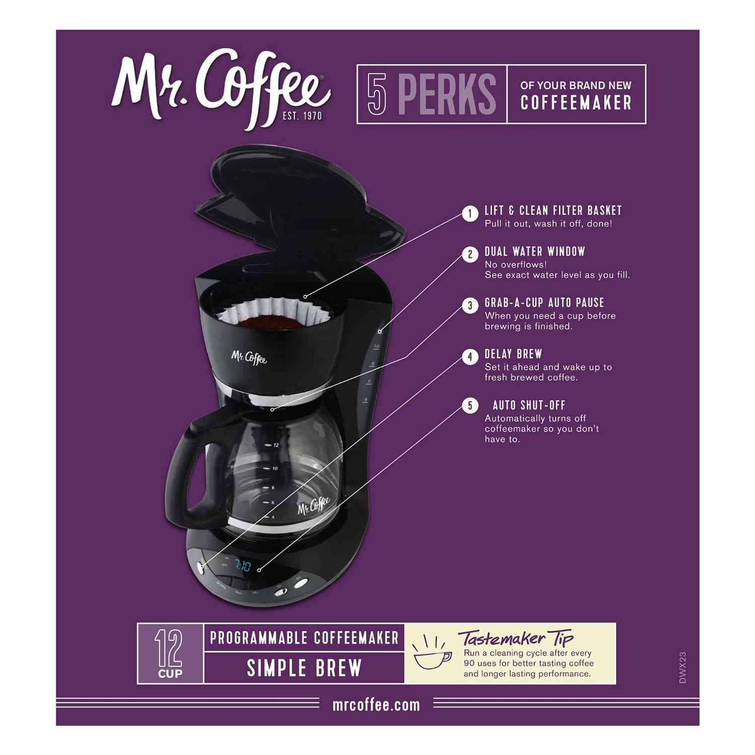 Mr. Coffee DWX23 12Cup Programmable Coffeemaker, Black N2 free image