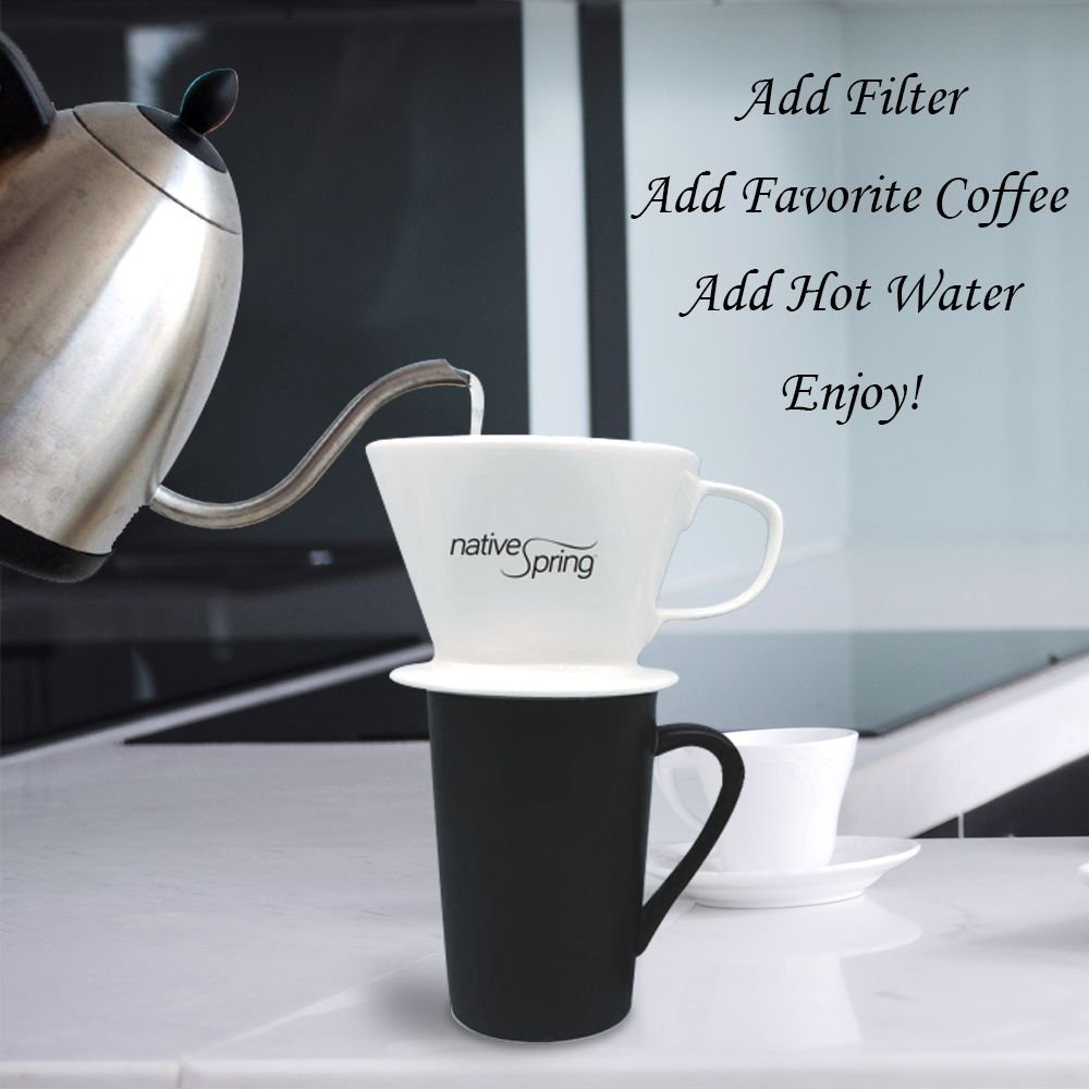 Native Spring Ceramic Coffee Pour Over Dripper Single Serve Gift Pack