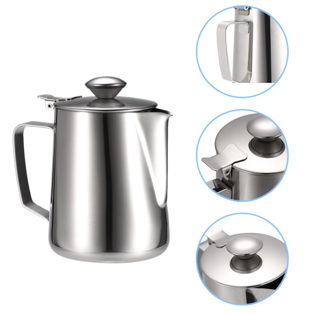 Anself Stainless Steel Milk Frothing Pitcher Coffee Foam Container Milk ...