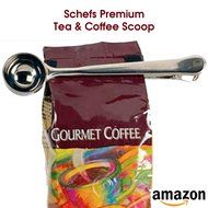 Schefs Premium Stainless Steel Coffee Scoop and Tea Scoop with Integrated Bag Clip N6