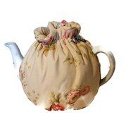 Teapot Cozy with Pink and White Roses on Tan for a 5-8 cup teapot #305 N5