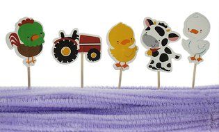 Bilipala Farm Zoo Animal Cake Cupcake Appetizer Decorations Toppers Picks, 24 Counting N4