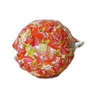 Teapot Cozy with Yellow birds and Orange, Red paisley on white for a 5-8 cup teapot #307 N3