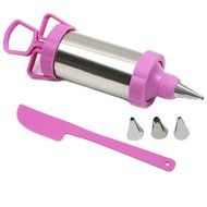 6-Piece Pink Cake Decorating Kit Include 1PCS Icing Piping Syringe 4PCS Stainless Steel Pastry Tips Nozzles 1PCS... N5