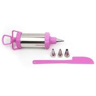 6-Piece Pink Cake Decorating Kit Include 1PCS Icing Piping Syringe 4PCS Stainless Steel Pastry Tips Nozzles 1PCS... N7