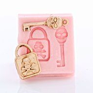 Miniature Skull and Cross Bones Lock and Key Silicone Mold Food Safe Mold Craft Jewelry Mold. Perfect size to... N5