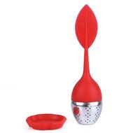 WICOO Silicone &amp; Stainless Leaf Tea Strainer Teaspoon Infuser Ball Spice Filter (red) N13