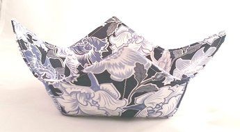 Microwave Bowl Cozy Crowded Flowers Blue &amp; Navy