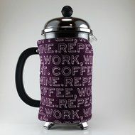 Coffee, Work, Wine Decor, French Press Cozy Cover, 8 cup, Insulated N4