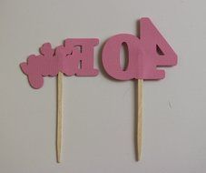 All About Details Pink Forty Cupcake Toppers, Set of 12 N3