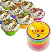 CookArt Silicone Reusable Baking Cupcake Cups Non-Stick 12 Liners Molds 6 Colors N2