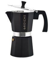 GROSCHE Milano Moka Stovetop Espresso Coffee Maker with Italian Safety Valve and Protection Handle, Black, 3 cup N13