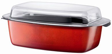 Silit 5-1/2-Quart Gourmet Roasting Pan with Lid, Energy Red