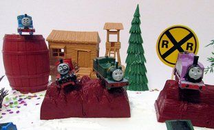 Thomas the Train Birthday Cake Topper Set Featuring Thomas, Hiro, James, Percy, Belle, Spencer and Other Thomas... N8