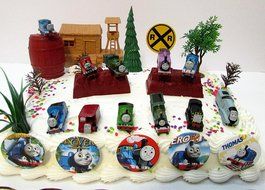 Thomas the Train Birthday Cake Topper Set Featuring Thomas, Hiro, James, Percy, Belle, Spencer and Other Thomas... N9