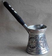 Handmade Antiquated Chiselwork Copper Turkish Coffee Pot Cezve Ibrik Briki N4