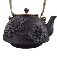 Sotya Japanese Cast Iron Tea Pot Kettle 1.5L,Flower Pattern