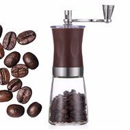 SOLOOP Hand-Crank Coffee Bean Grinder Stainless Steel &amp; ABS &amp; Glass Manual Burr Coffee Mill Grinder N4