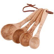 YOULANDA Kitchen Solid Beech Wood Tea Coffee Spice Measuring Spoon Set Of 4 N4