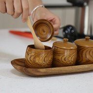 YOULANDA Kitchen Solid Beech Wood Tea Coffee Spice Measuring Spoon Set Of 4 N5