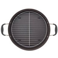 Anolon Advanced Hard Anodized Nonstick 5-1/2-Quart Covered Braiser with Rack. Gray N4